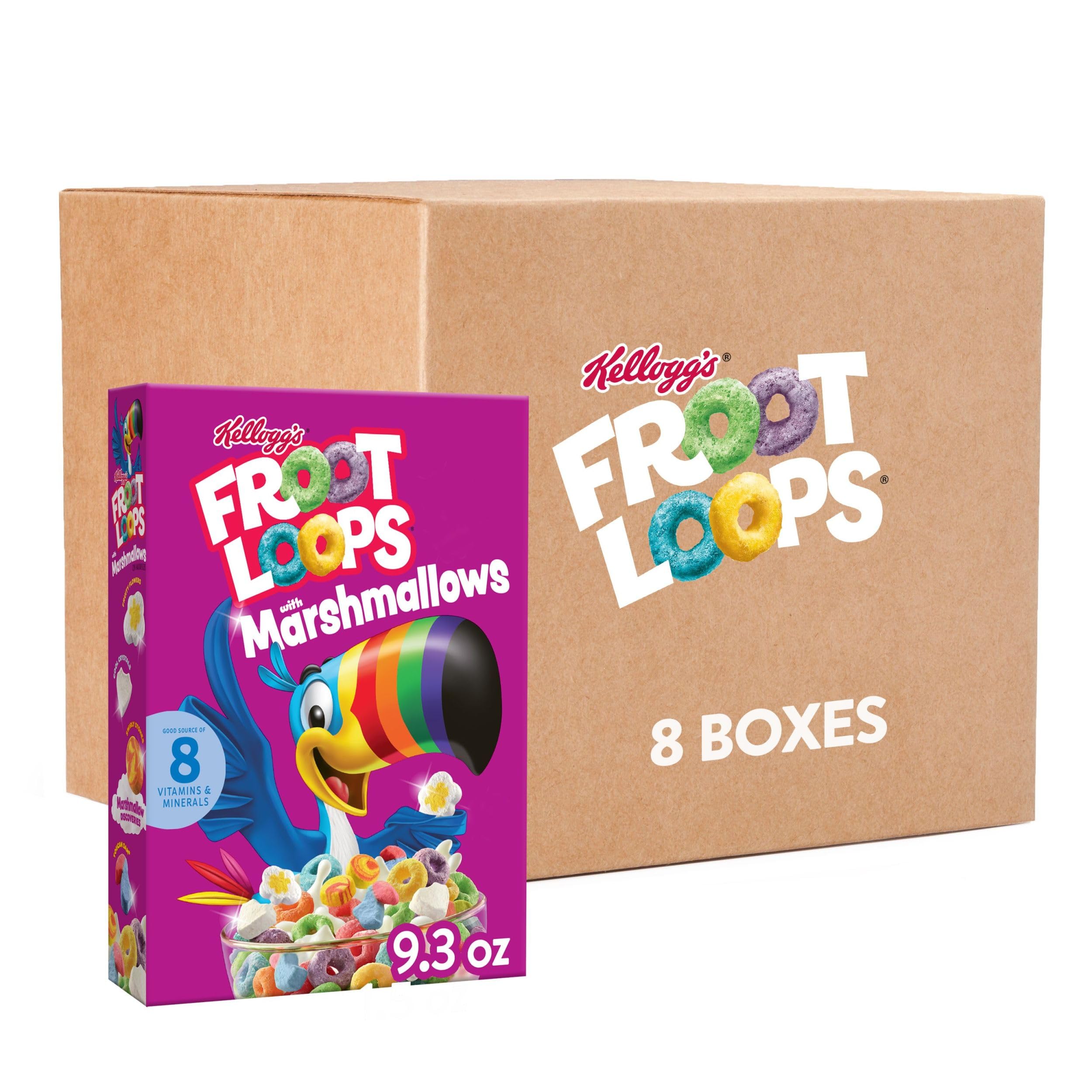 Kellogg's Froot Loops Breakfast Cereal, Kids Cereal, Family Breakfast, Original with Marshmallows (8 Boxes) Image