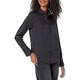 Amazon Essentials Womens Regular-Fit Satin Button Down Blouse (Available in Plus Size)