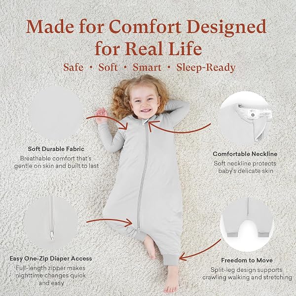 LITTOGOOSE 1.0 TOG TODDLER SLEEP SACK WITH LEGS FOR EARLY WALKERS WEARABLE BLANKET FOR TALL WALKING TODDLERS 18–36 MONTHS (3T–4T)