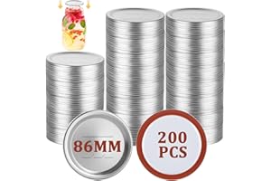 Acrux7 200 PCS Canning Lids 86mm Wide Mouth Mason Jar Lids, Ball Jar Lids with Silicone Seals, Leak Proof Rust Proof Canning 