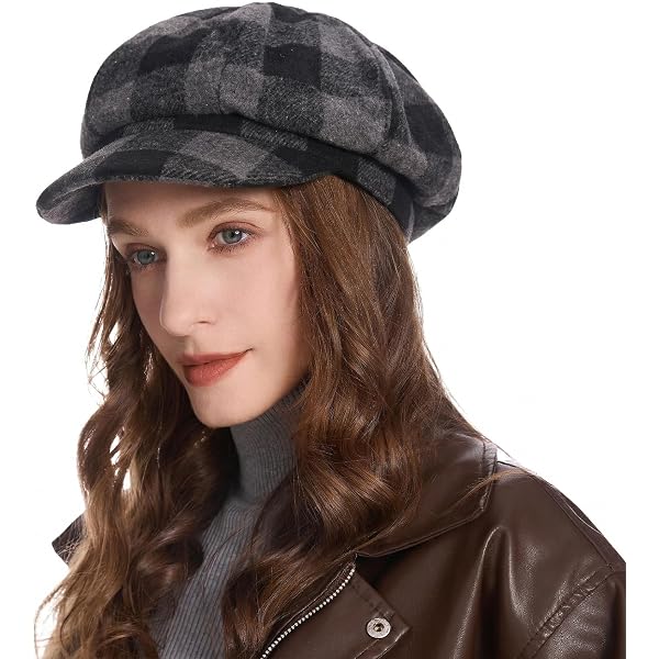 1589 Women Fashion Octagonal Newsboy Hat, Retro Plaid Paperboy Cabbie Cap Newsboy Cap Plaid Octagonal Hat Outdoor Sun Hats Painter  main image 4