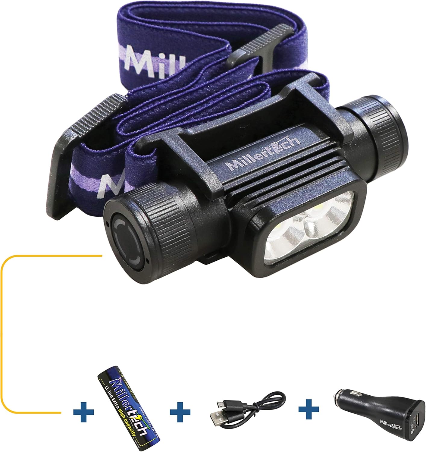 MillerTech 555 Double Power Rechargeable CREE LED Headlamp 1800