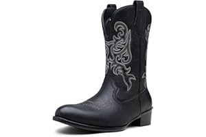 Jousen Cowboy Boots For Men Classic Western Embroidered Boot Retro Short Botas