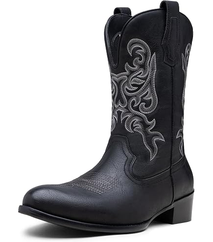 Amazon.com: femflame Cowboy Boots for Men Round Toe Embroidered