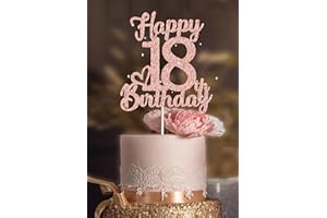 VEEGOOD 18 Birthday Cake Toppers, 18th birthday decorations,18th Cake Topper for Men,18 Cake Topper For Women, 18th Birthday Cake Topper Eighteen Rose Gold Glitter