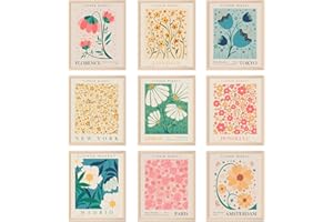 AnyDesign 9Pcs Flower Market Wall Art Prints Matisse Art Poster Decor Floral Drawing Posters Colorful Floral Room Decor for Gallery Room Aesthetic Living Room Bathroom Decor(NO FRAME 11x14)