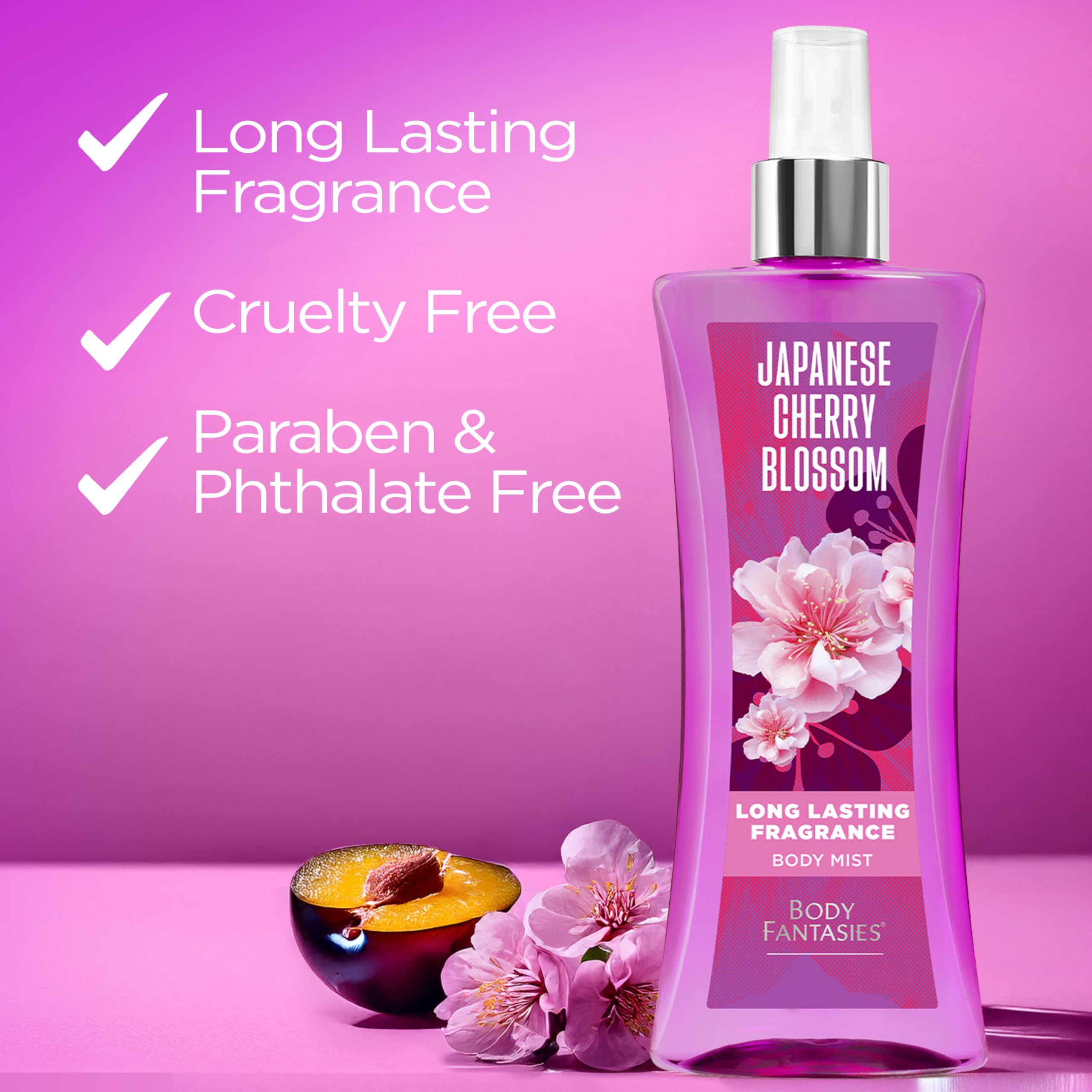 Body Fantasies Signature Fragrance Body Spray, Japanese Cherry Blossom, 8 fl oz (Pack of 2)