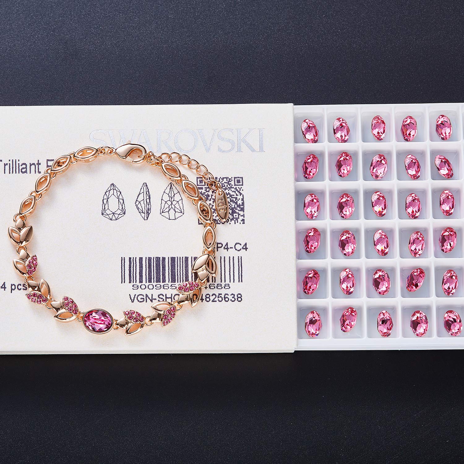 CDE 18K Rose Gold Plated Women Bracelet Bangle Swarovski Flower Rose Jewelry,Ideal Gifts for Valentine\'s Day (Rose Gold Bracelet)