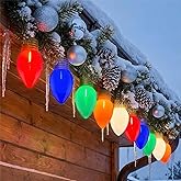 Pallerina Giant Outdoor Christmas Lights,16ft Jumbo Christmas Lights String Lights with 10 Large Multicolored Bulbs,Connectable Outdoor Decorations Lights for Porch Garden Eave Xmas Trees Roof Decor
