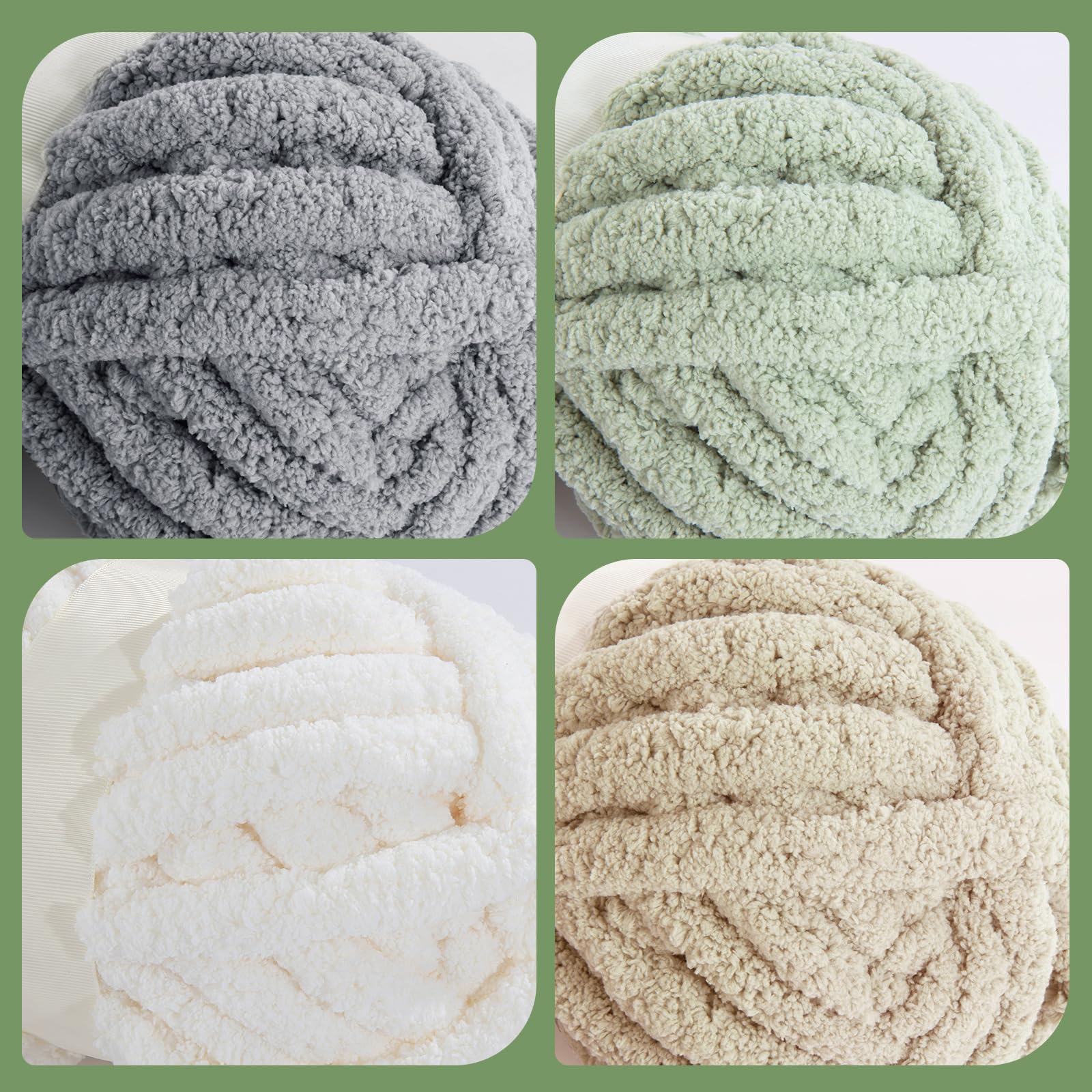 HOMBYS 8 Pack Assorted Chunky Yarn for Crocheting,Super Bulky Large Soft Fluffy Yarn,Plush Fuzzy Yarn,Thick Chenille Yarn for Hand Knitting/Arm Knitting (27yds,8 oz Each Skein)