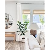 TWOPAGES Linen Tailor Pleat Room Darkening Window Curtain 63 inches Long | Linen Texture, Tailored Pleat, Room Darkening Lining, Ideal for Living Room Bedroom, Beige White, 50W x 63L, 1 Panel