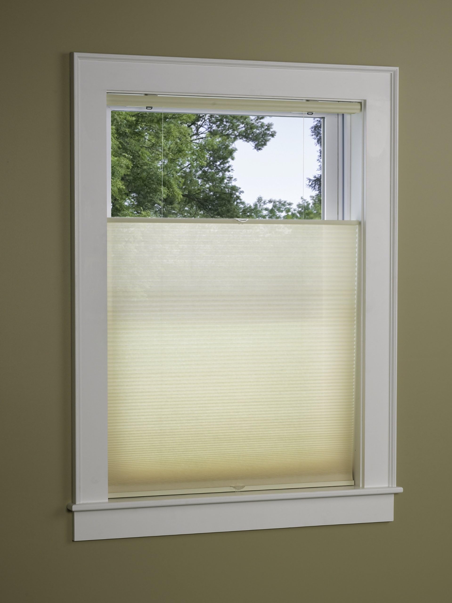 Green Mountain Vista, EZ-Glide Top Down Bottom UP Cordless Cellular Shade-Size: 25x64 Color: Natural