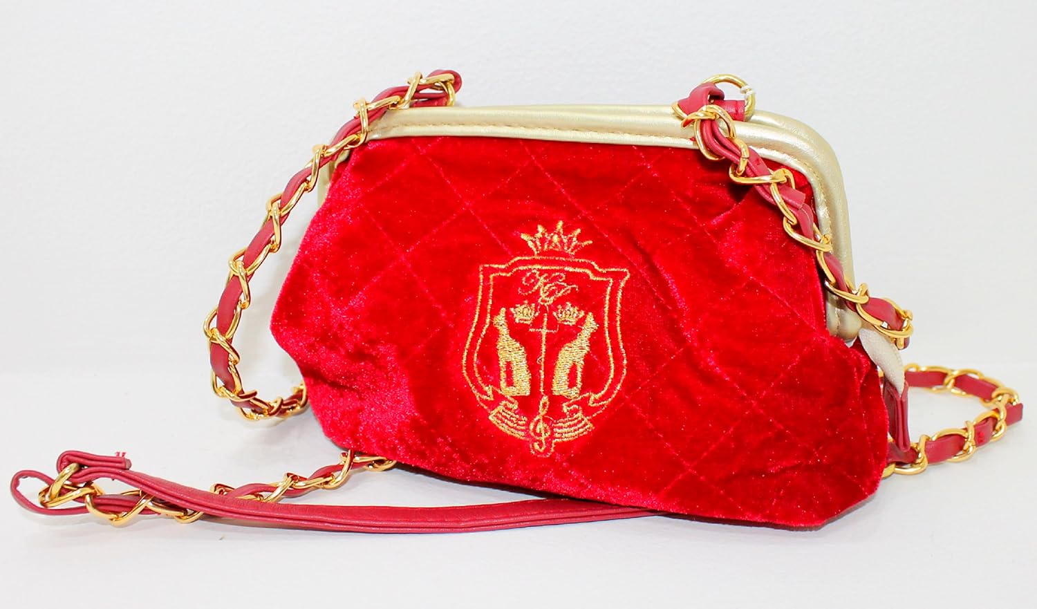 KATY PERRY Killer Queen Small RED Purse/Bag with Long Gold Chain/Strap