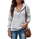 YOGINGO Zip Sweatshirt for Womens Waffle Hoodies, Fall Fit Fashion Outfits 2026 Casual Hooded Pullover Tops with Pocket