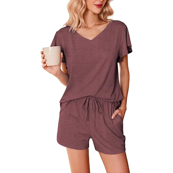 Vrtige Women's 2-Piece Pajama Set – Long Sleeve Pullover & Shorts Lounge Set With Color Trim, Soft & Breathable Sleepwear - View #6