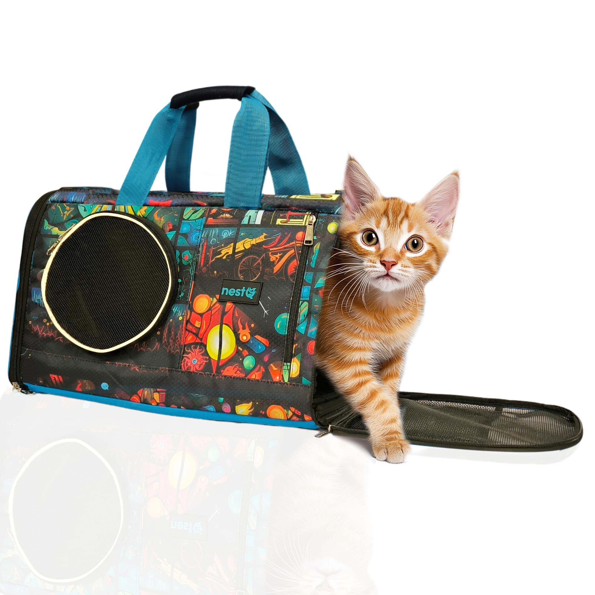 Carrier for Small Dogs and Cats (up to 4 kg) | Foldable, Lightweight and Breathable | Transport Bag with Ventilation and Soft Pad | Dimensions 50 x 30 x 28 cm | Ideal for Car Travel