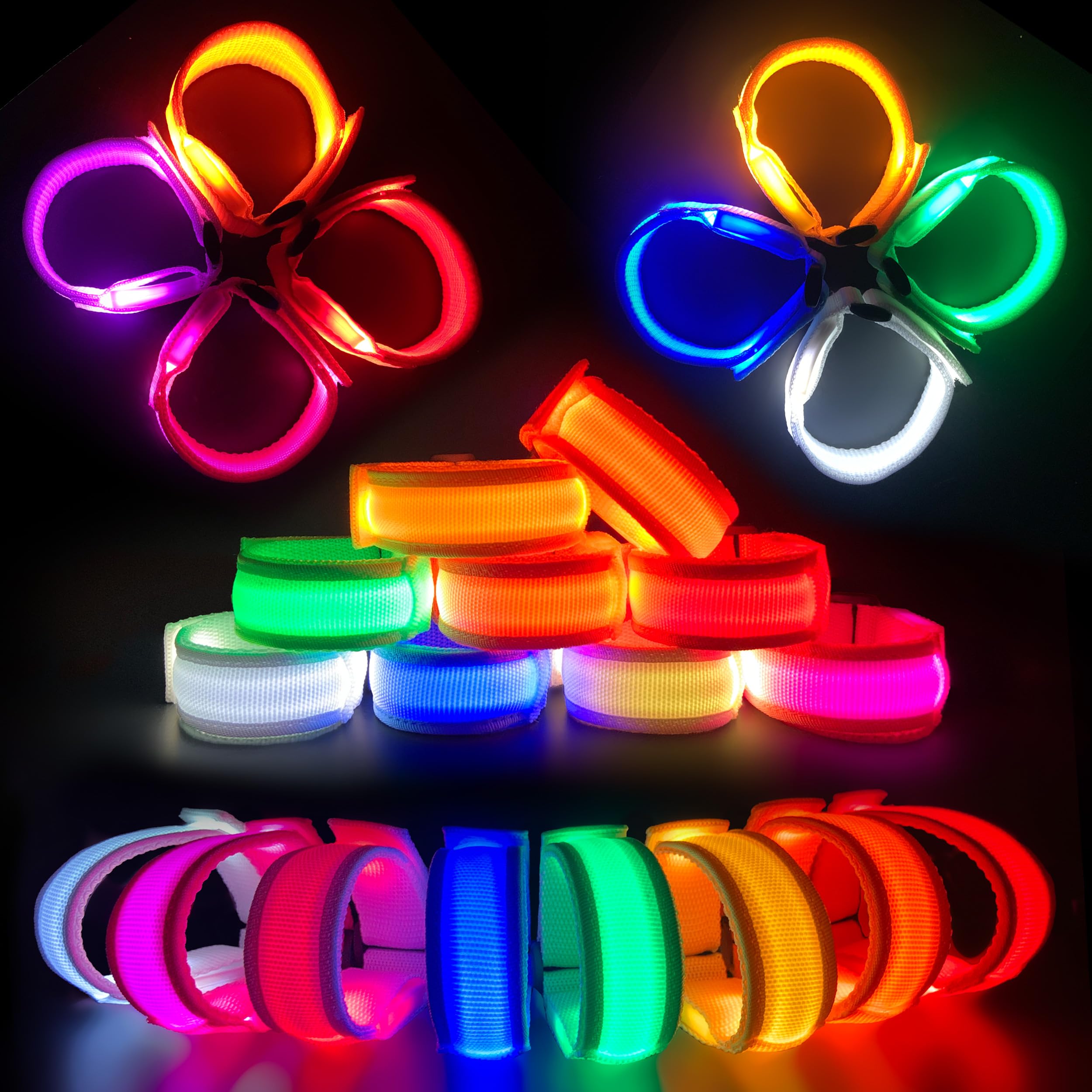 Photo 1 of 24 PCS Glow Bracelets, LED Bracelets for Kids and Adults, Glow in The Dark Party Supplies for Music Festival, Festival Camping, Rave Accessories, Light Up Party Favors