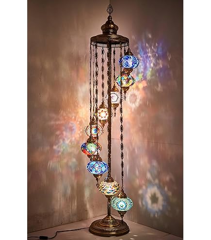 DEMMEX - 7 Large Globes Turkish Moroccan Mosaic Floor Lamp