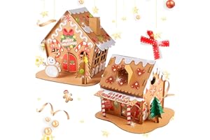 ROARING GOOD TIME Gingerbread House Craft Kit DIY Paint Build 3D House Kit for Kids Arts and Crafts Make Your Own for Chirstmas New Year Decoration