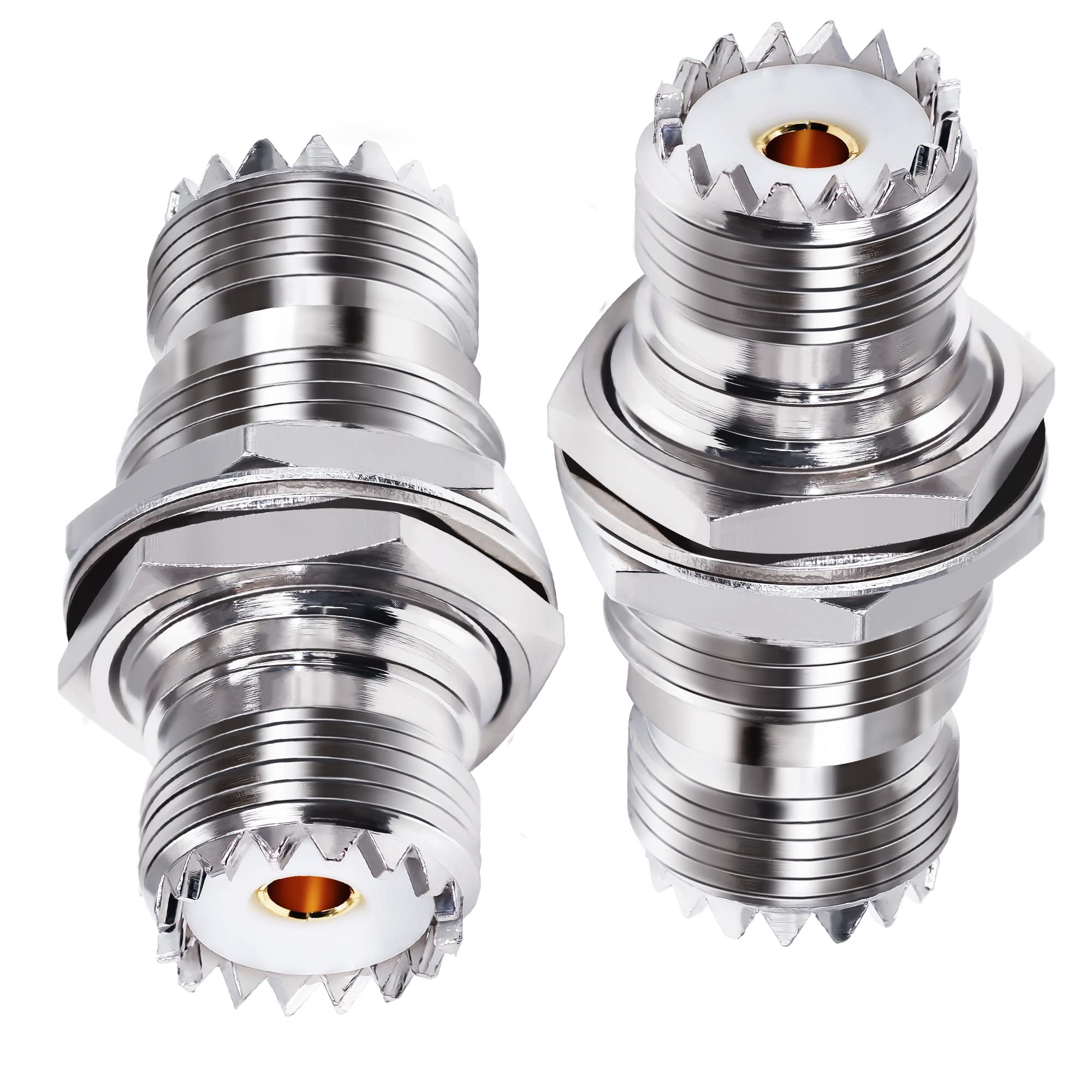 TUOLNK PL-259 Bulkhead Connector UHF Female to UHF Female Coaxial Adapter SO239 to SO239 Nut Bulkhead Panel Mount Coax Adapter for CB Radio 2pcs โ image 1