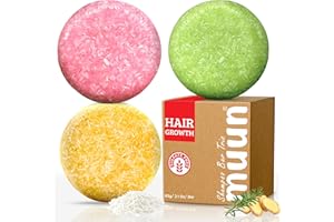 Muun Ginger Rosemary & Rice Water Shampoo Bar - Pack 3, Voluminous & pH Balance, Nourish & Moisturize Hair - Sulfate & Silico