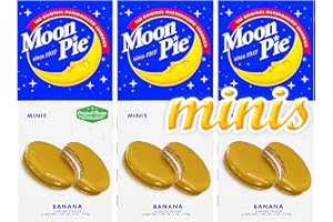 SHIPPEDFAST Moon Pie Minis Bundle: 3 Boxes of 6. (Banana). 18 Total Pies Individually Wrapped. Moonpie Mini. Since 1917.