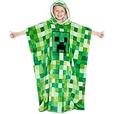 Minecraft Blanket Hoodie for Kids, Teens, One Size Soft Oversized Fleece Poncho, Cozy Hoodie Blanket, Gamer Gifts for Boys