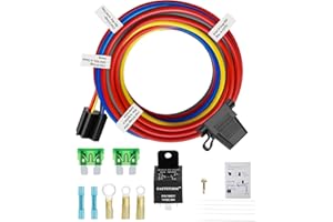FASTSTORM Electric Fuel Pump Relay Kit 12V Relay Bypass Switch Kit Fuel Pump Relay Wiring Harness Kit 60 Amp Waterproof Relay Kit Fit 12V System Heavy Duty Long Wires Universal Fit