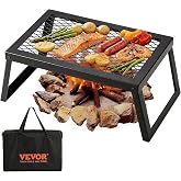 VEVOR Folding Campfire Grill, 18" Portable Camping Grates Over Fire Pit, Heavy Duty Steel Mesh Grate, Camp Fire Cooking Equipment with Legs Carrying Bag, Grilling Rack for Outdoor Open Flame Cooking