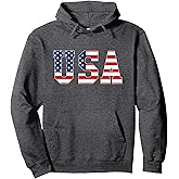 USA Patriotic American Flag Hoodie Sweatshirt Red White Blue Pullover Hoodie