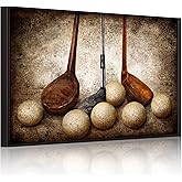 sechars Sports Canvas Wall Art Vintage Golf Balls Picture Art Prints Still Life Sport Artwork with Premium Black Frame Retro Gym Home Office Man Bedroom Decoration Ready to Hang