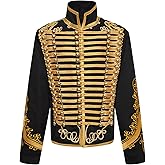 Ro Rox Adam Men’s Marching Band Drummer Military Jacket, Parade Jacket for Stage Performances, Themed Parties, Cosplay Events