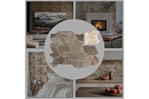 CONCORD WALLCOVERINGS ™ Sample - Retro-Art 3D Faux Stone Wall Panel, Grey Beige Brown Wild Boulder, Lightweight PVC Sheet 10" x 10" - for Display Purposes only (Not a Full Panel)