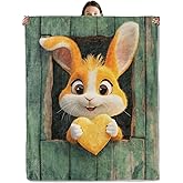 wyxdwh Cute Rabbit Blanket, Cozy Flannel Adorable Cartoon Bunny Throw Blanket for Couch Outdoor, Plush Soft Lightweight Travel Blankets for Bed Decor and Gifts, for Women Girls Adults Kids 50"x60"
