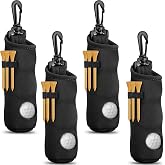 Chivao 4 Pcs Golf Ball Holder, Golf Tee Pouch for 3 Balls | Portable Golf Ball Carry Bag with Clip, Holds Tees and Balls, Keychain for Belt or Bag, Golf Gifts for Men Women Golfers