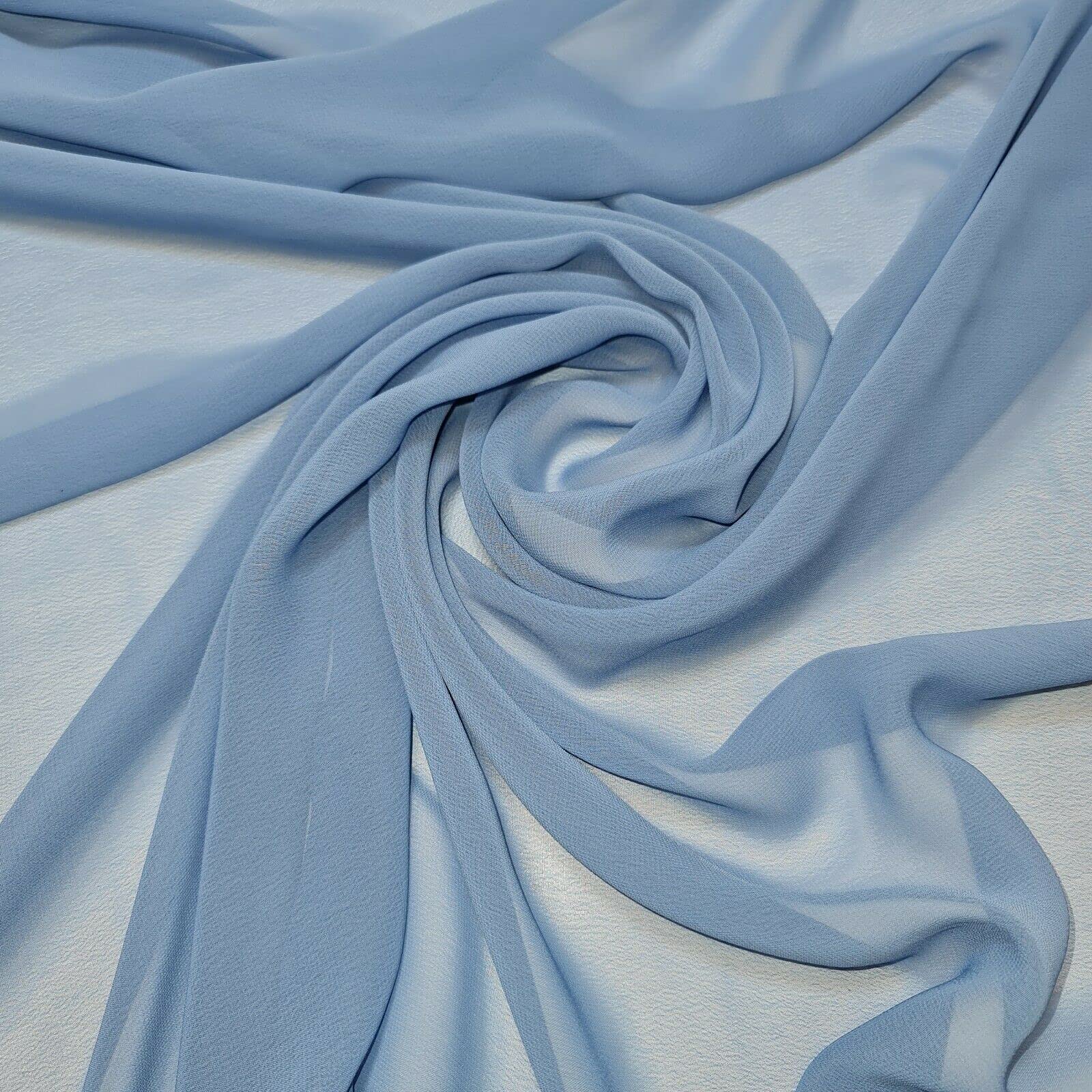 New Plain Chiffon Sheer Crepe Fabric Premium Dyed Dress Drape Decor Craft Fabric (Pre Cut 1 Meter - Aqua)