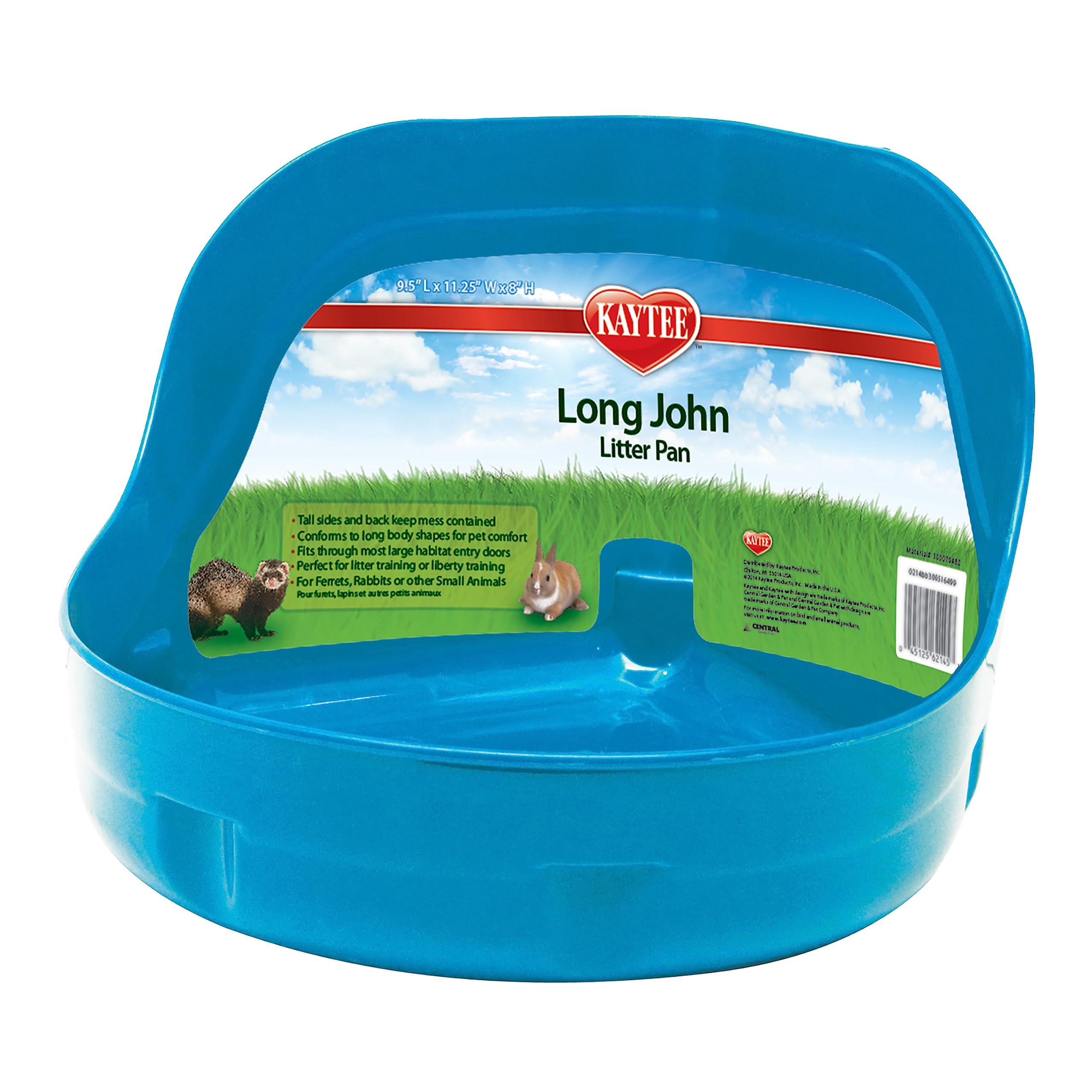 Kaytee Long John High Side Litter Tray Pan, Easy Clean, Odour Resistang, for Ferrets, Rabbits (Colours May vary)