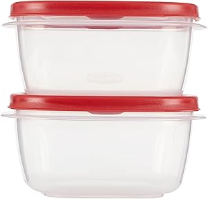 Rubbermaid Easy Find Lids Food Storage and Organization Containers, Set of 2 (4 Pieces Total), Racer Red