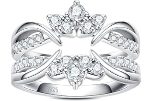 CannyCat Vine Moissanite Ring Enhancers 2 pieces Wrap Guard for Moissanite Engagement Anniversary Ring Platinum-Plated Silver Curved Eternity Wedding Bands for Women Stacking Rings