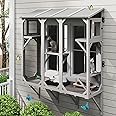 ketive Cat Catio, Expandable Window Box Enclosure for Multiple Indoor Cats, Comfortable Wooden Small Pet Perch House, All-Weather Use, Keep Bugs Insects Out, with 4 Platforms and 3 Doors