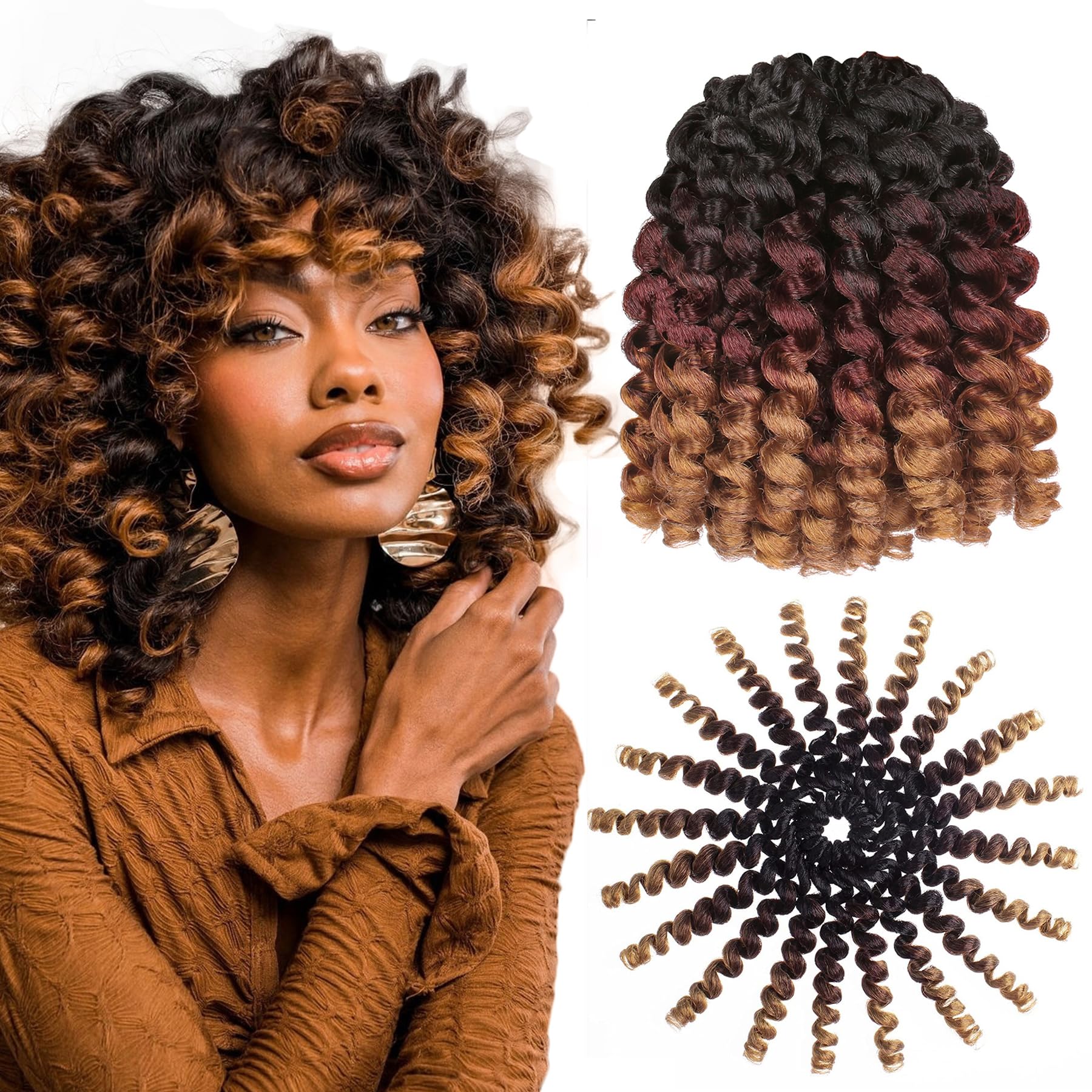 Xtrend 5 Packs Wand Curl Hair 8inch Jamaican Bounce Synthetic Crochet Twist Braids Hair Extension 20strands/pack Xtrend Hair (1B3027#, 5packs/Lot) โ image 1