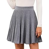 SEAFORM Women's Pleated Knit Mini Skirts Stretchy High Waist A-Line Casual Sweater Skirt Fall Winter Skirts for Women