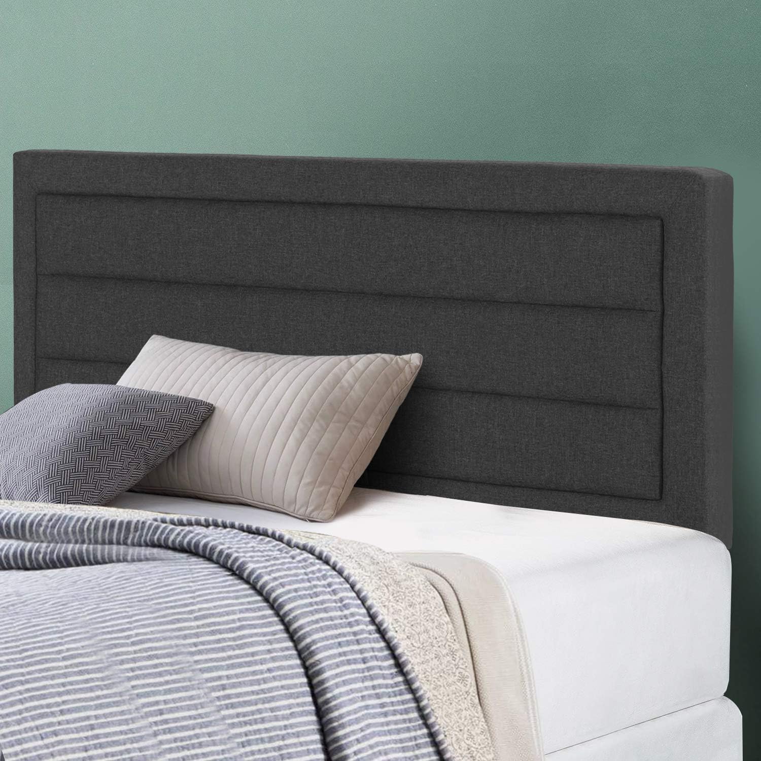 VECELO Upholstered Linen Fabric Surface, Meatl Frame