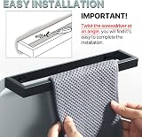 Sayayo SUS304 Black 12 Inch Towel Holder Self Adhesive & Screw Mount view 4