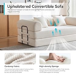 QQR Convertible Folding Mattress Couch, 5-in-1