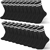 HOERCKC 10 Pairs Vintage Striped Thin Cotton Crew Athletic Socks Sports Gym Running Hiking Calf Socks for Women