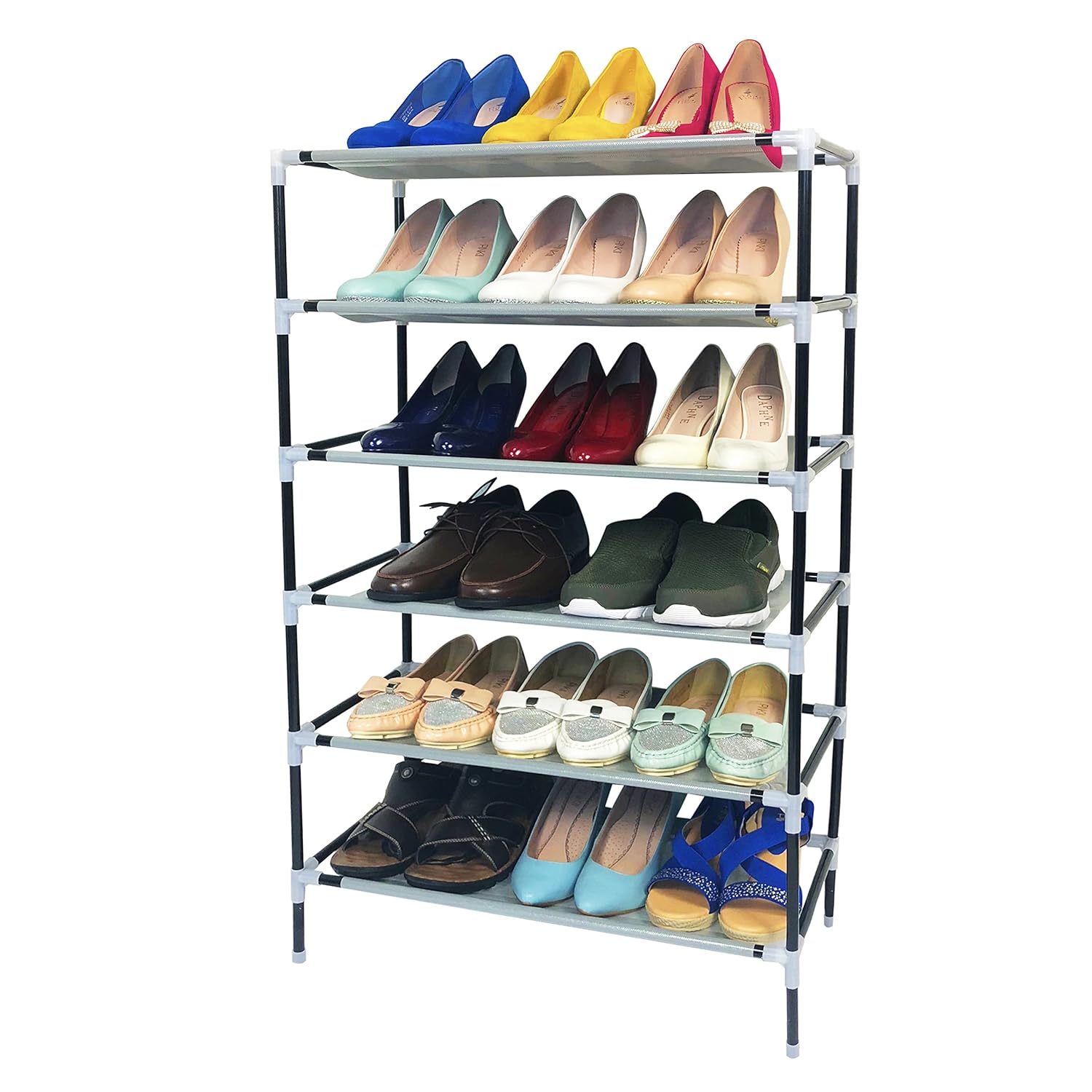 WOWLIVE 9 Tiers Large Shoe Rack White Shoe Rack Organizer For Closet 50-55 Pairs Stackable Heavy Duty Shoe Shelf Shoe Storage With Metal Pipes Plastic Connectors
