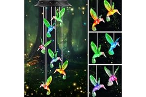 HEGUD Birthday Gifts for Women Mom Grandma, Gardening Gifts for Women, Hummingbird Solar Wind Chimes for Outside, Wind Chimes Outdoor Waterproof, Solar Lights Outdoor Decorative for Garden Patio Yard