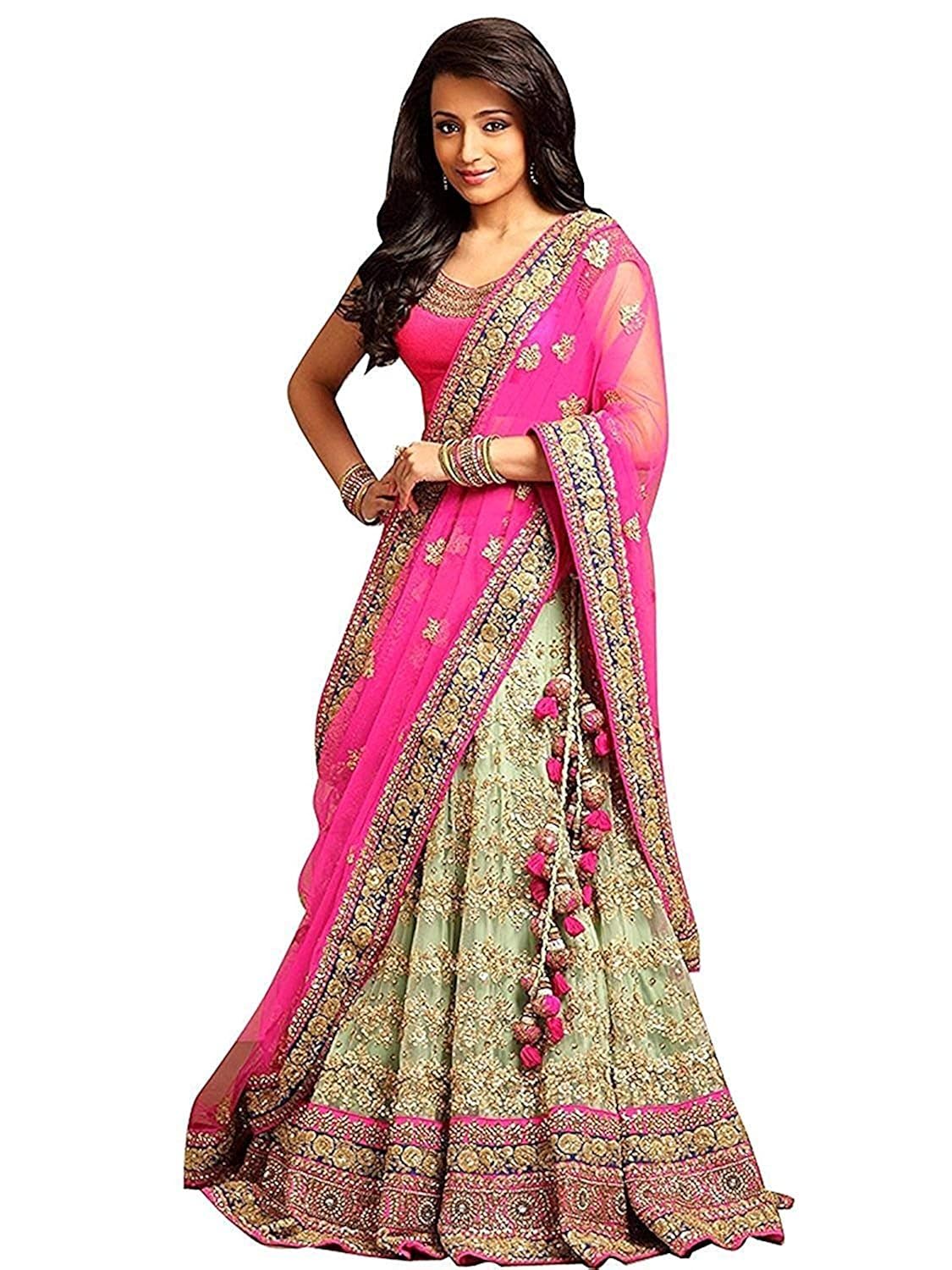 myspace women's net lehanga choli (65049 _pink_ free size)