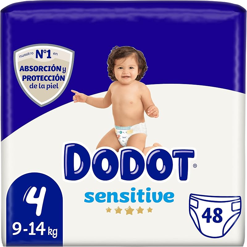 Sensitive - Pañales, 9 A 14 Kg, Blanco, Talla 4, Vanilla, 48 Unidad